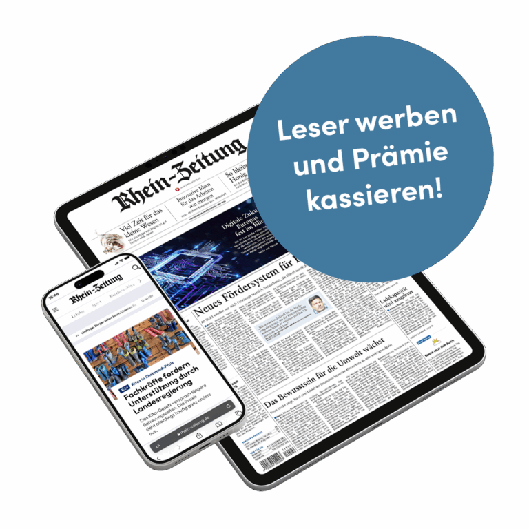 E-Paper Leser-werben-Leser: Tablet (E-Paper Rhein-Zeitung), Handy (Rhein-Zeitung.de) und Störer: Leser werben und Prämie sichern!