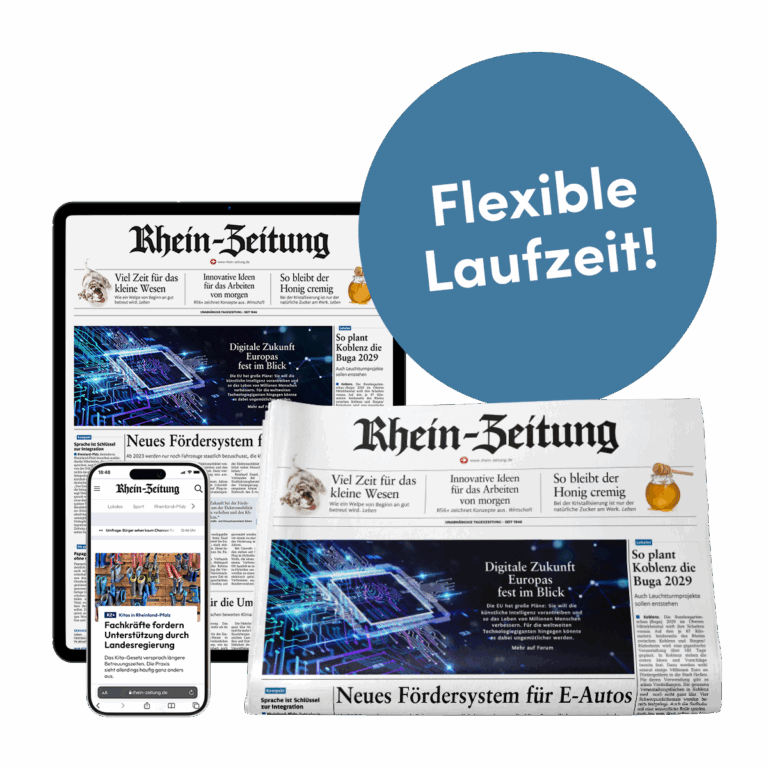 Gedruckte Rhein-Zeitung, Tablet (E-Paper Rhein-Zeitung), Handy (Rhein-Zeitung.de) und Störer: Flexible Laufzeit!