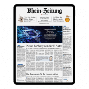 Tablet mit E-Paper der Rhein-Zeitung