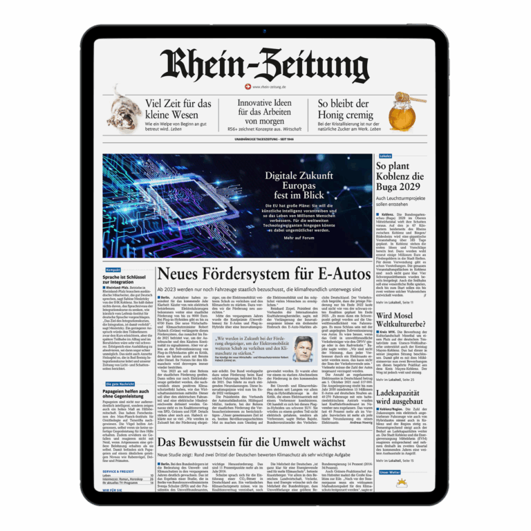 Tablet mit E-Paper der Rhein-Zeitung
