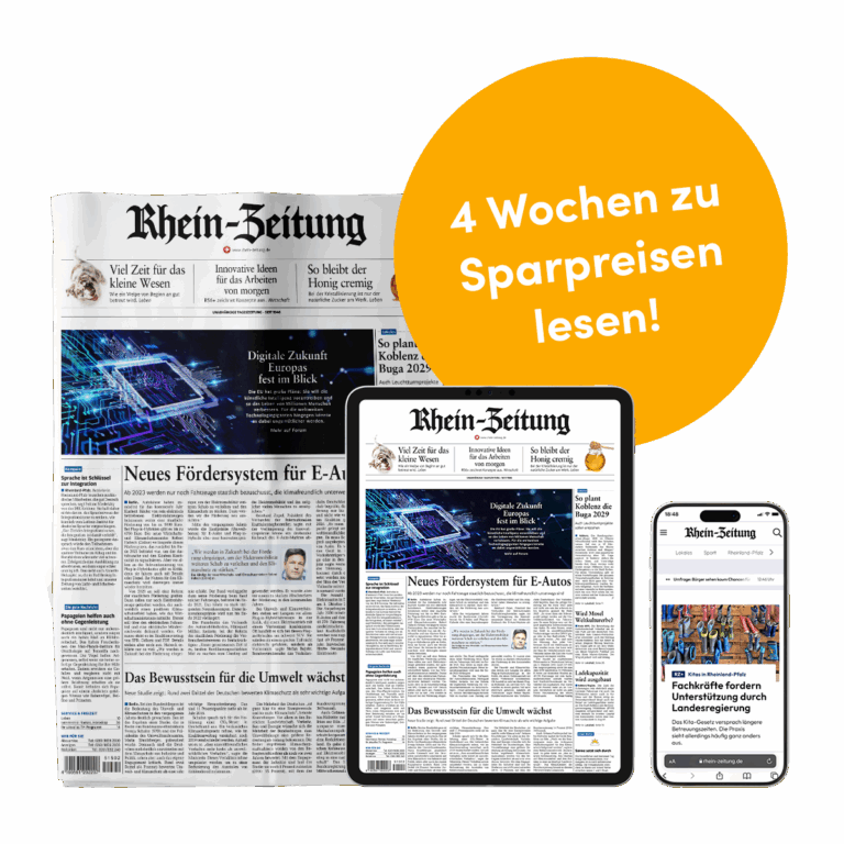 RZ-Komplett Aktion-Abos: Gedruckte Zeitung, Tablet (E-Paper Rhein-Zeitung), Handy (Rhein-Zeitung.de) und Störer (gelb): 4 Wochen zu Sparpreisen lesen!