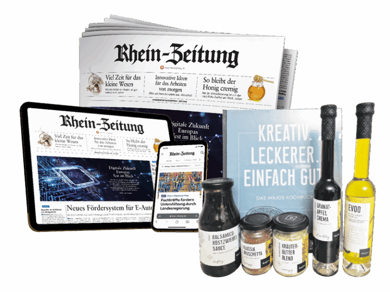 Gedruckte Zeitung, Tablet (E-Paper), iPad, Handy (Rhein-Zeitung.de),, Wajos Geschenkset,
